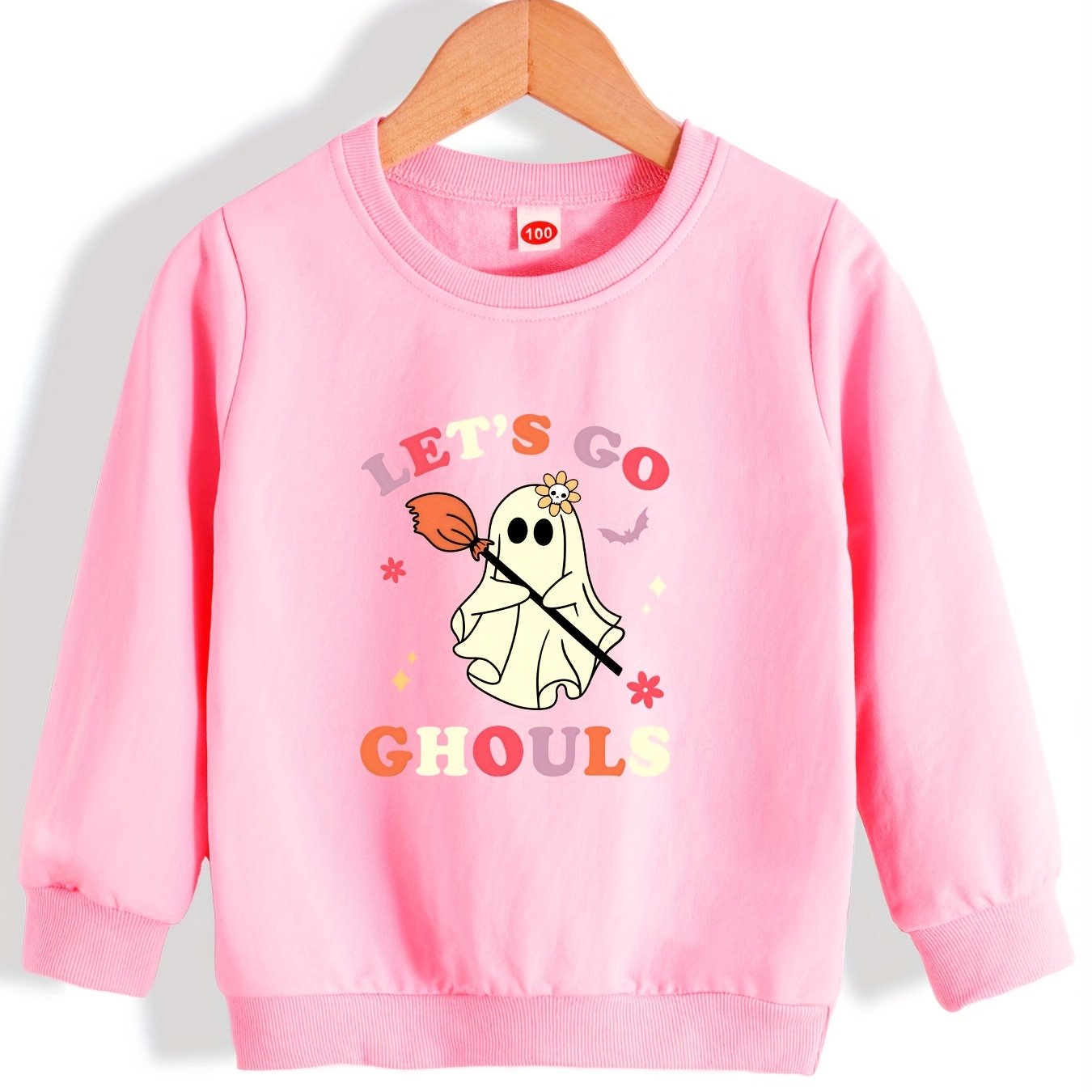 Cute Ghost & Broom Kids Sweatshirt