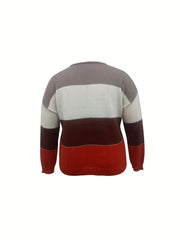 Colorblock Long Sleeve Round Neck Casual Sweater