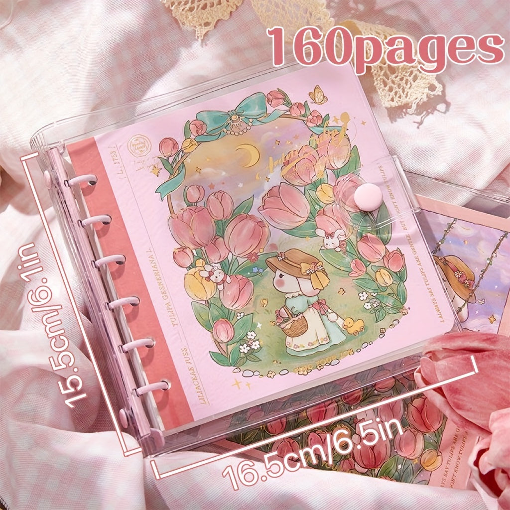 Tulip Dream Square Journal Book PVC Soft Shell Loose-leaf Square Grid Core