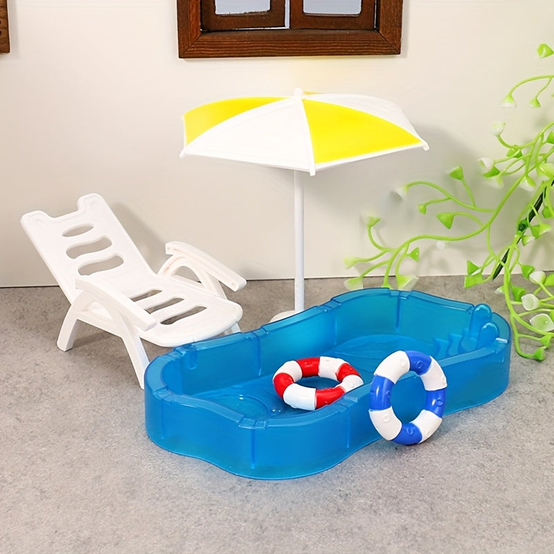 Dollhouse Swimming Pool Set Beach Chair Toy