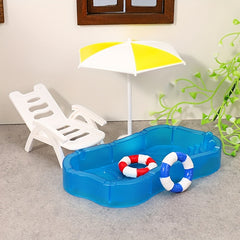 Dollhouse Swimming Pool Set Beach Chair Toy