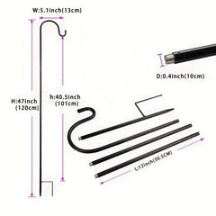 Adjustable Bird Feeder Pole w/ Detachable Hooks for Feeders, Plants & Lanterns