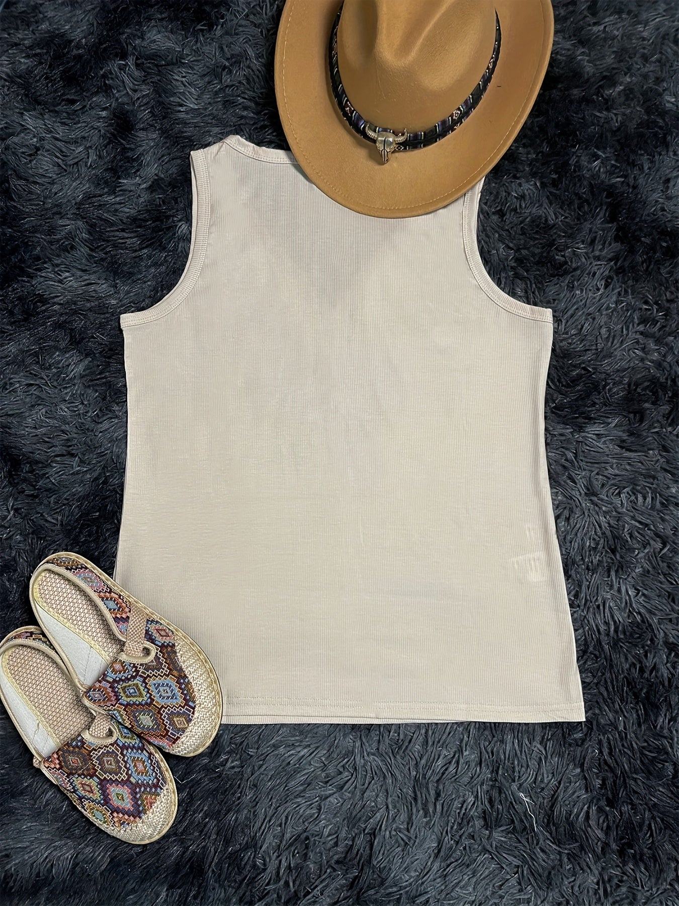 Ethnic Print Tank Top Vintage V Neck Sleeveless Summer Tank Top