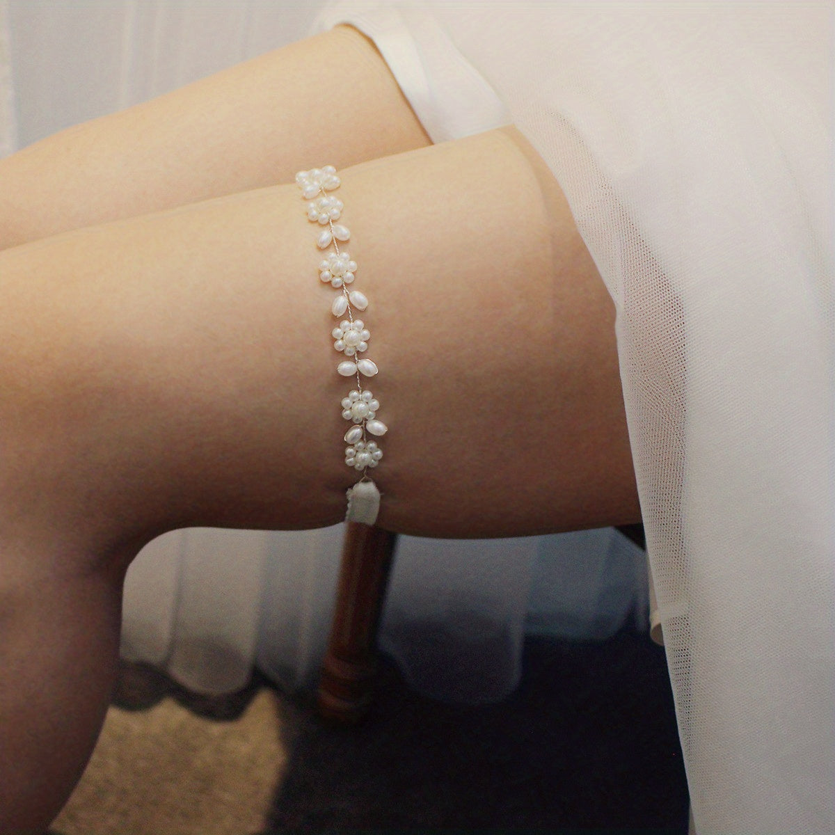 Sexy Faux Pearl Leg Thigh Chain Adjustable Elastic Body Jewelry