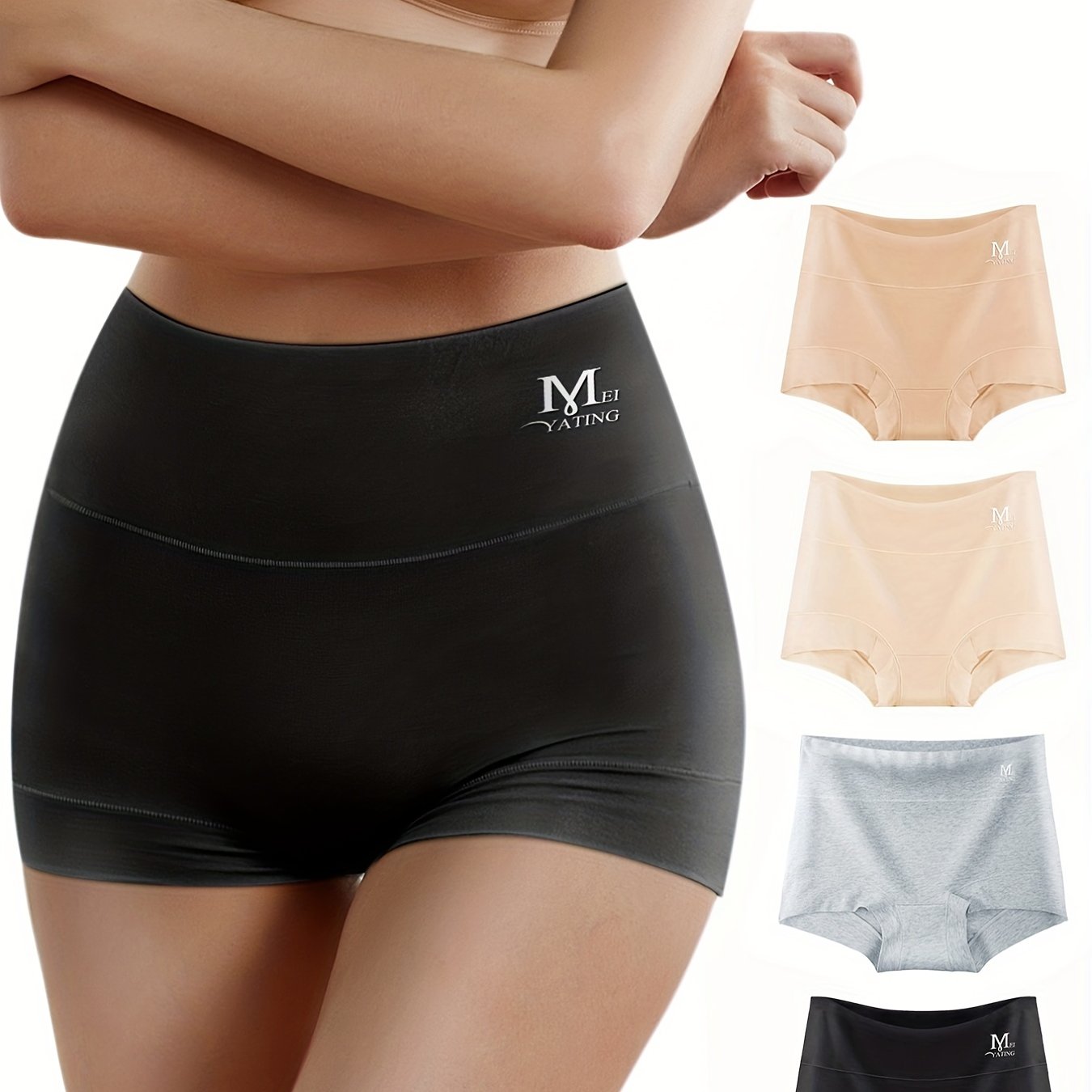 4pcs Letter Print High Waist Panties Women's Lingerie & Underwear