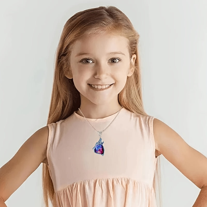 Girl's Wolf King Pendant Necklace Party Jewelry Birthday Gift