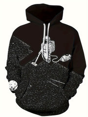 Men's Astronaut & Graphic Hoodie Active Breathable Hooded Sweatshirt