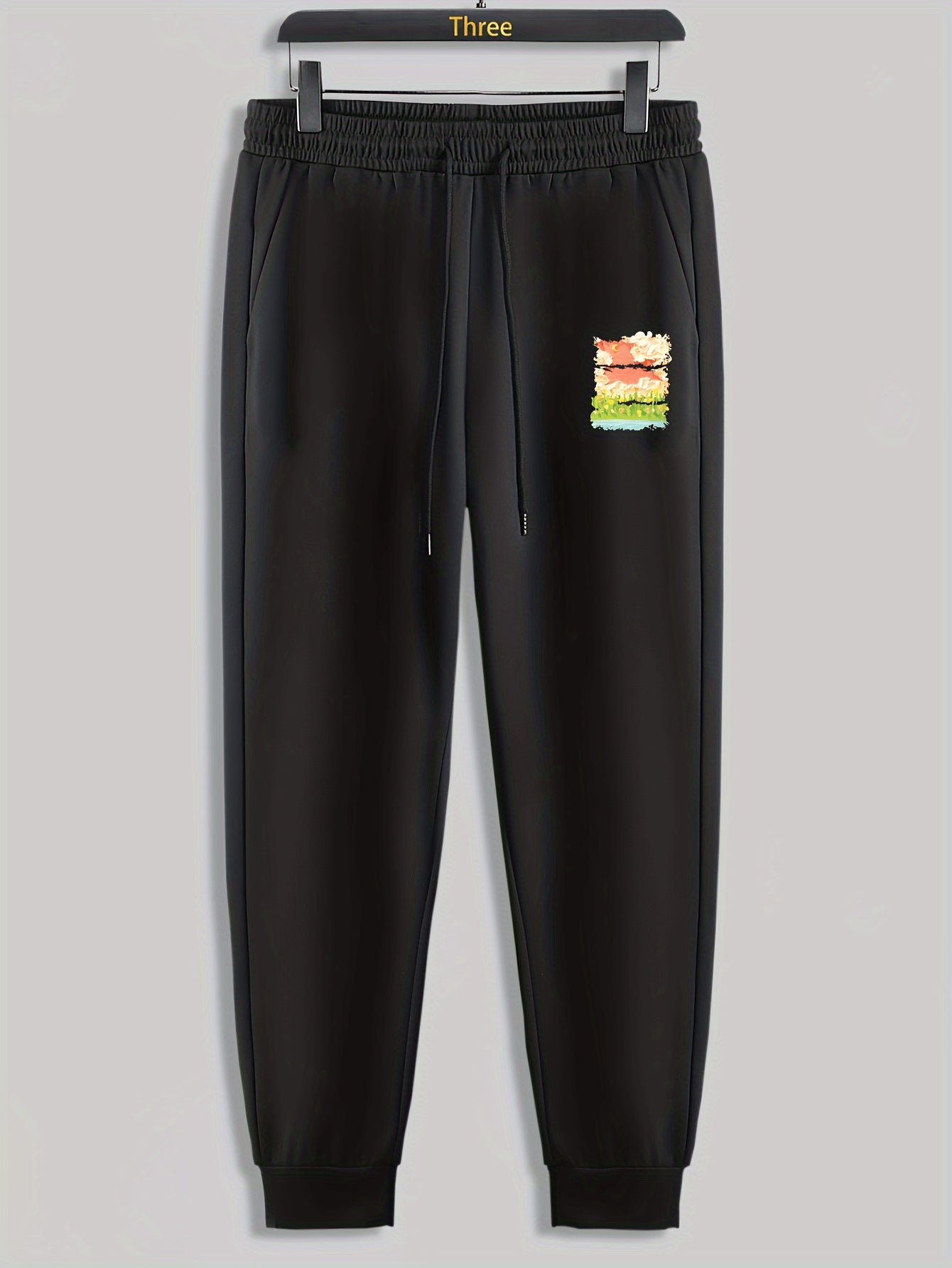 Landscape Painting Print Men's Pants Drawstring Sweatpants Casual Trousers