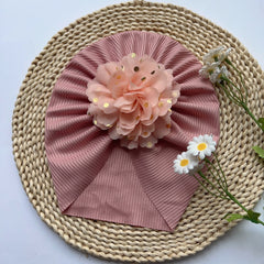 Baby Girls Sweet Brimless Hats Soft Flowers Decor Head Wrap