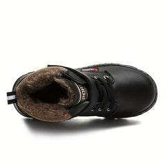 Girl's Plush Lining Hiking Shoes Hook Loop Fastener Anti skid Shoes