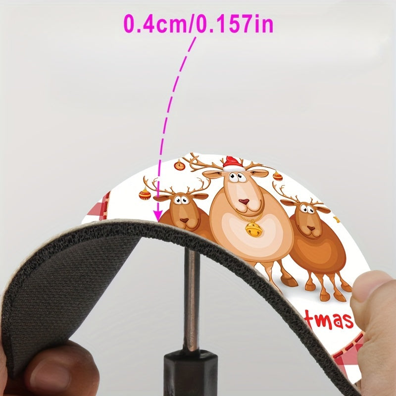 4pcs Christmas Reindeer Printed Cup Mat Diatomaceous Earth Water Absorbing Mat