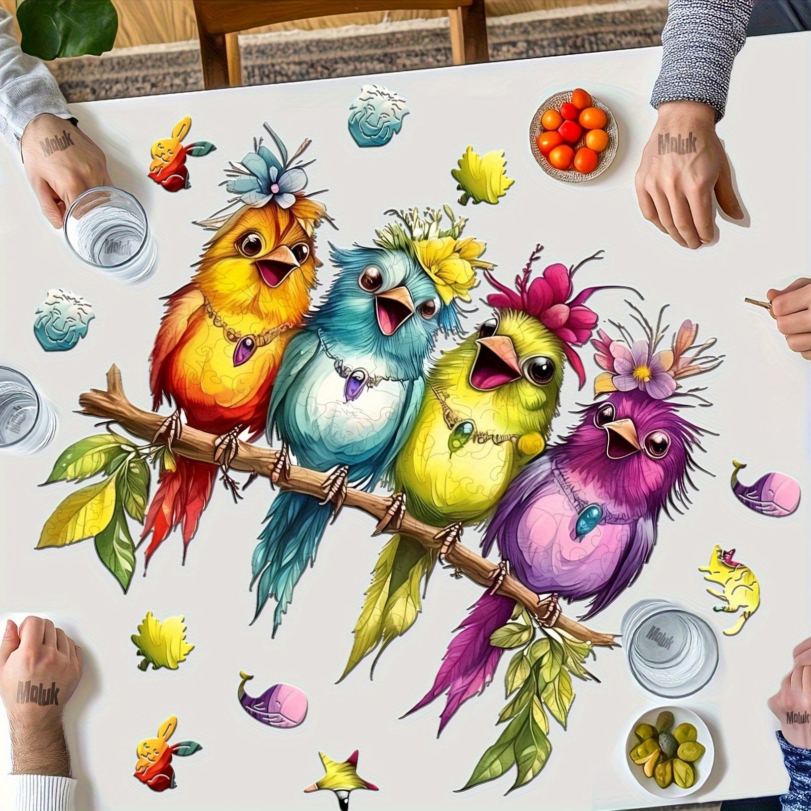 Colorful Bird Singing Wooden Jigsaw Puzzle - Brain Development Toy