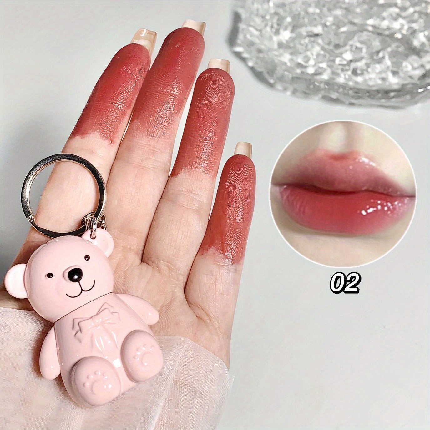 Lipstick Keychain Mirror Lip Gloss - Long Lasting Dewy Finish Lip Glaze