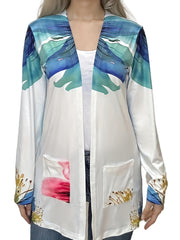 Floral Print Long Sleeve Open Front Cardigan