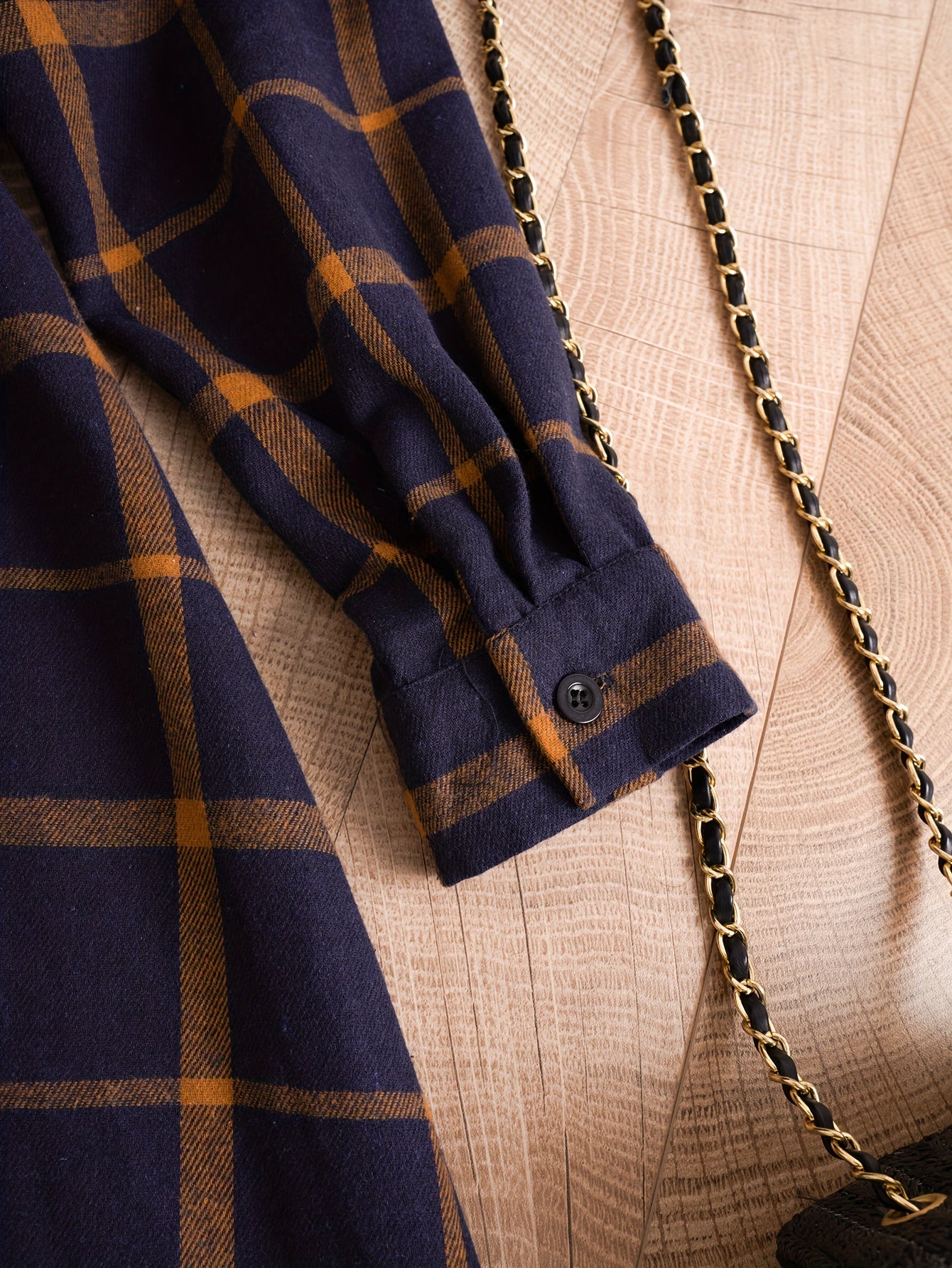 Plaid Print Button Up Long Sleeve Shirt Dress