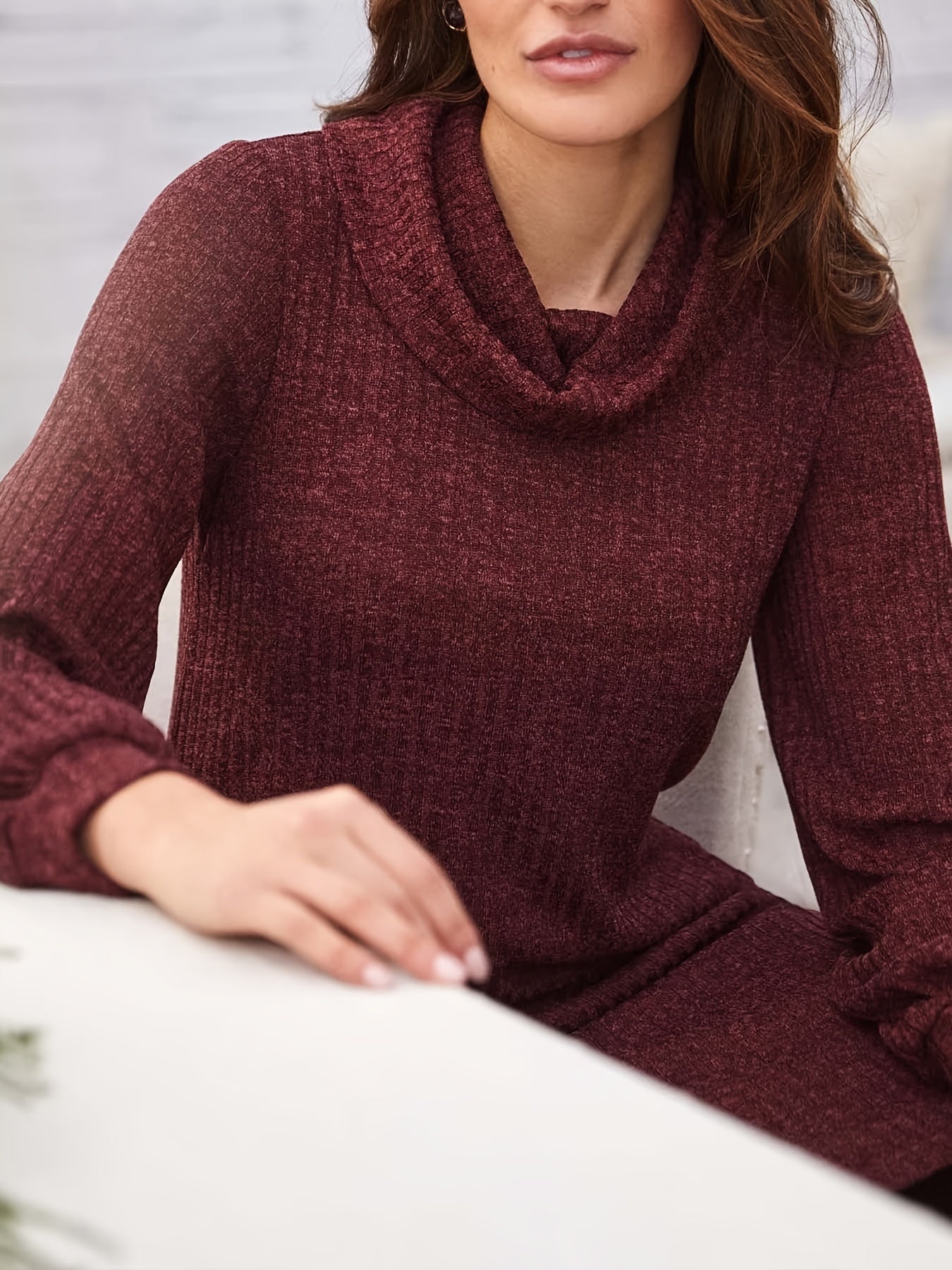 Ribbed Long Sleeve Turtleneck Dress