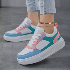 Women's Faux Leather Chunky Sneakers for Outdoor Sports