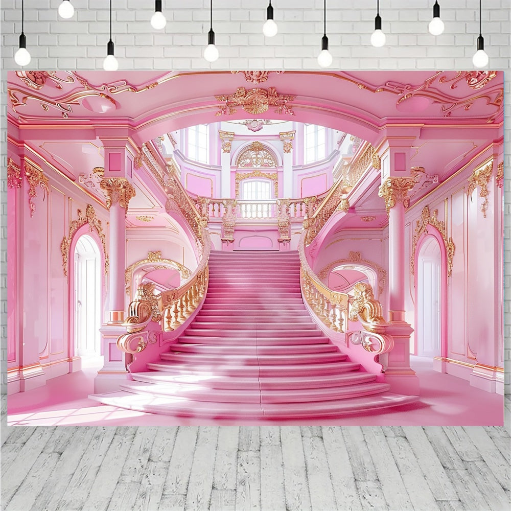 Pink Castle Photography Backdrop for Birthdays & Weddings