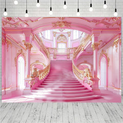 Pink Castle Photography Backdrop for Birthdays & Weddings
