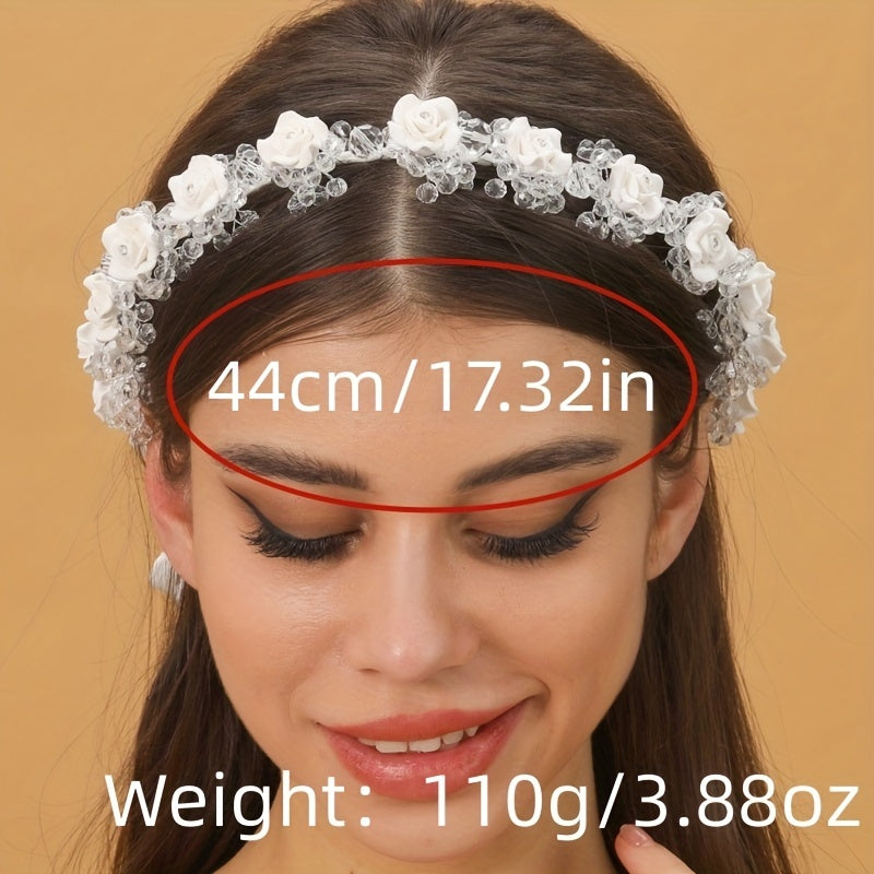 Crystal Flower Headband Tiara for Women Hairband Bridal Wreath Wedding Hair