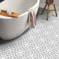 Peel Stick Floor Tile Moroccan Gray Mosaic Look Waterproof PVC Tile Sticker