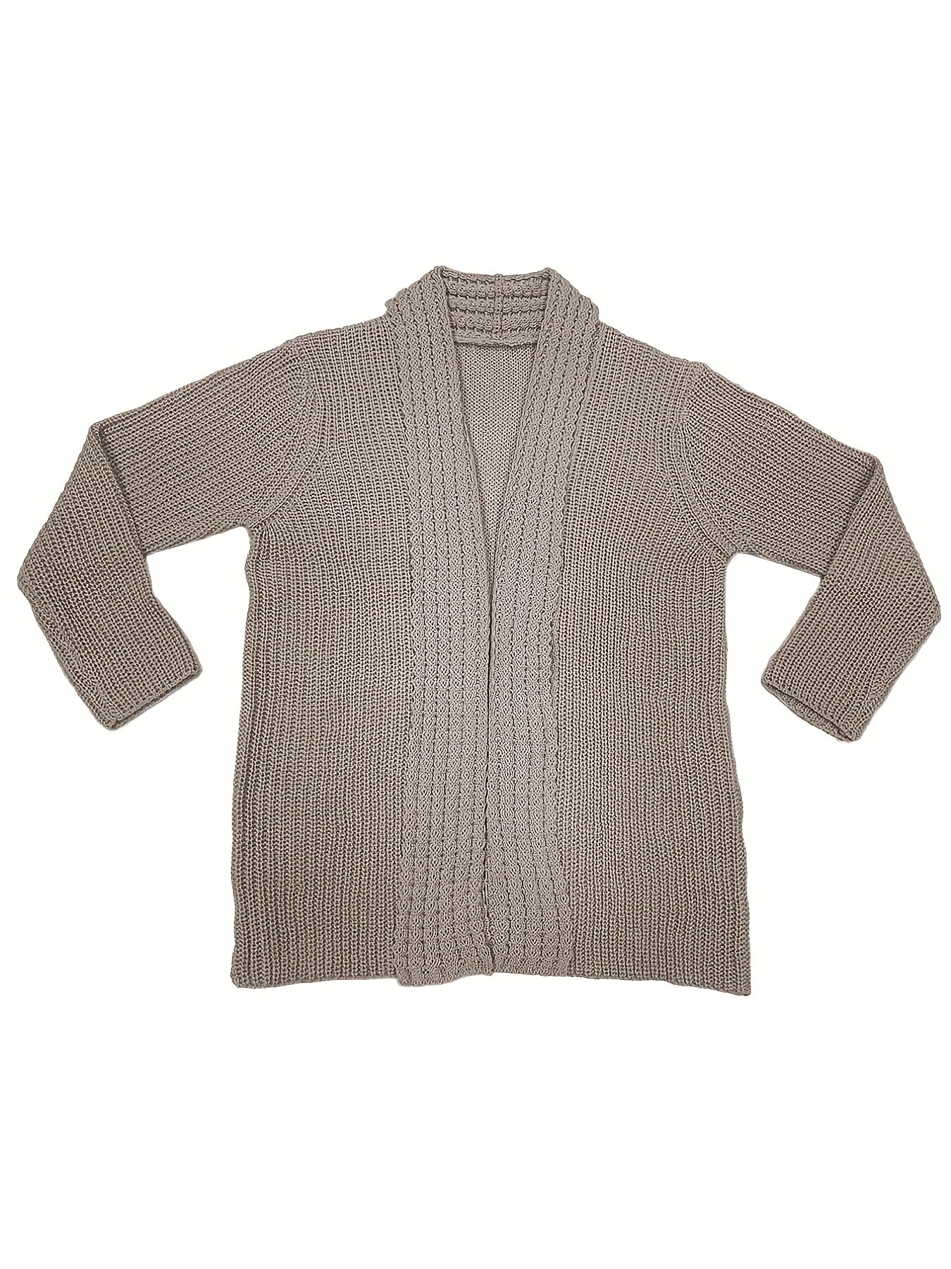 Solid Long Sleeve Open-Front Cardigan