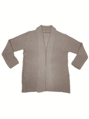 Solid Long Sleeve Open-Front Cardigan