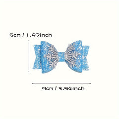 Snowflake Sequin Hair Bow Clip For Girls Kids