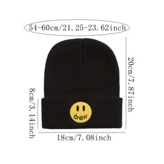 High-end Happy Face Dream Embroidery Woolen Knitted Cold Hat
