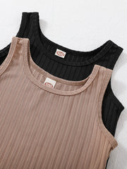 2pcs Toddler Girls Ribbed Rompers Jumpsuit