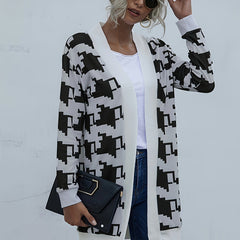 Graphic Print Knit Cardigan for Women