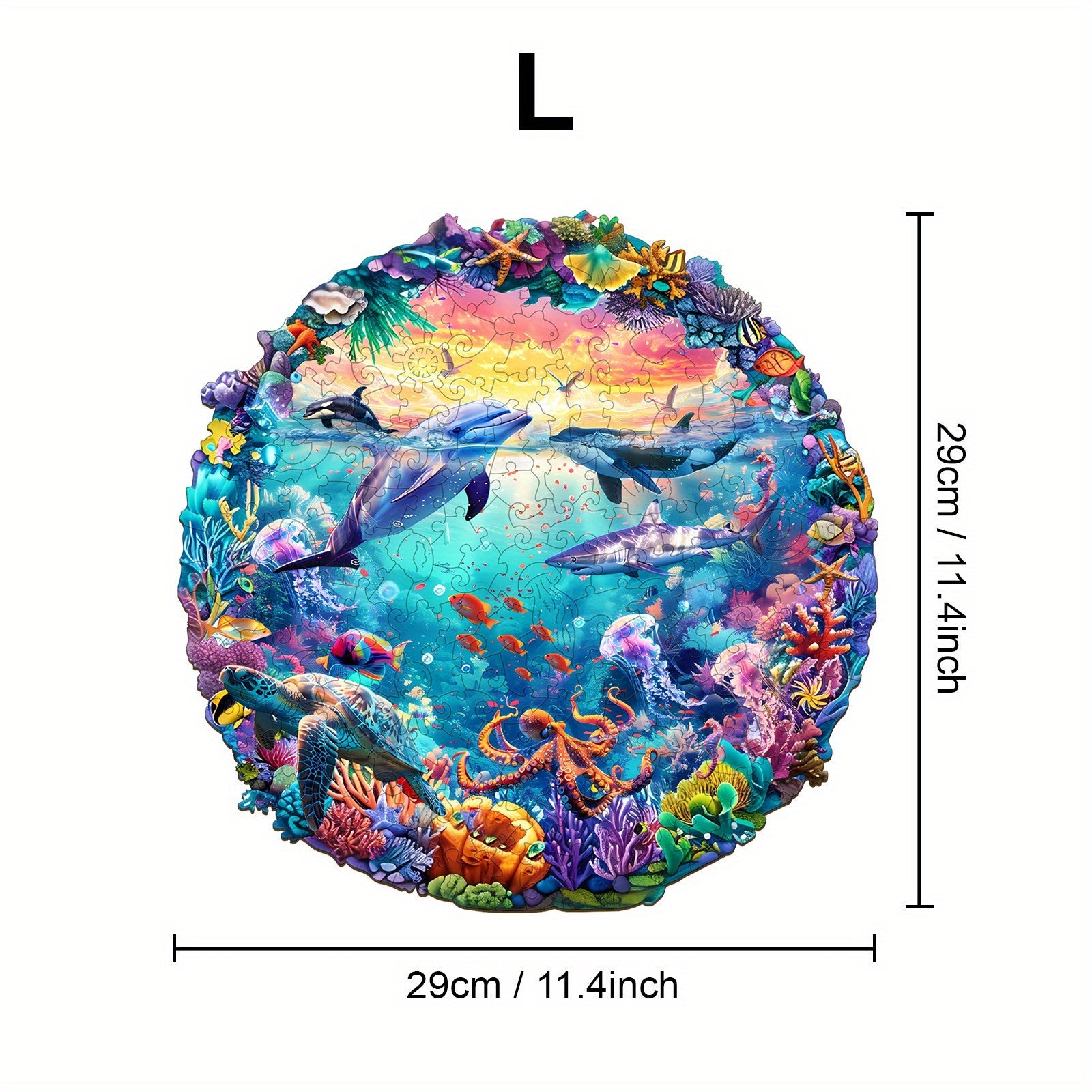 Ocean World Wooden Jigsaw Puzzle with Dolphins and Tropical Fish