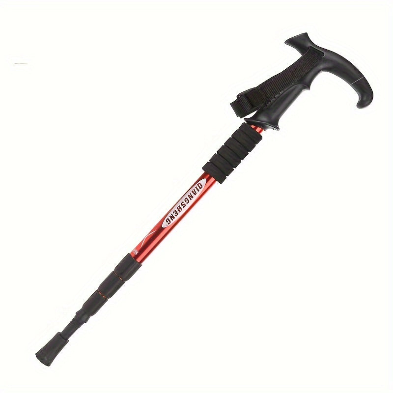 4-Section T Handle Hiking Pole Outdoor Travel Walking Stick Trekking Pole