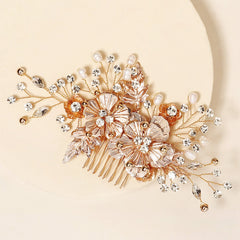 Floral Pearl Crystal Wedding Comb Bridal Hair Accessory