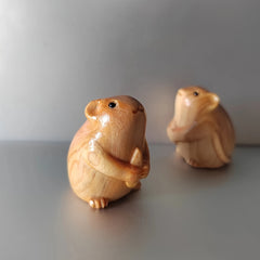 Wooden Carved Mouse Melon Ornament Birthday Holiday Gift