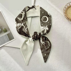 Letters Print Scarf Thin Long Small Silk Scarf Tie Bag Decoration
