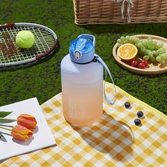 2000ml Gradient Water Bucket With Straw Leakproof Bottle for Fitness Sports