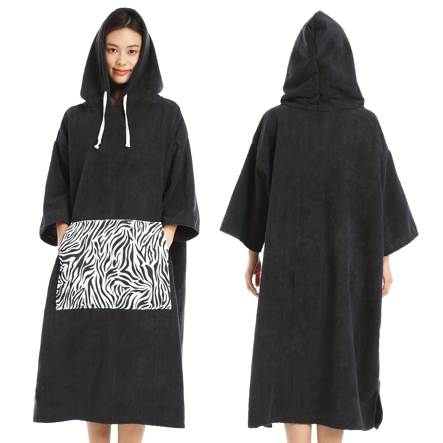 Microfiber Hooded Towel Soft Beach Wrap with Pocket
