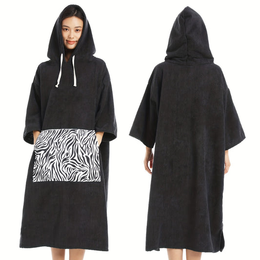 Microfiber Hooded Towel Soft Beach Wrap with Pocket