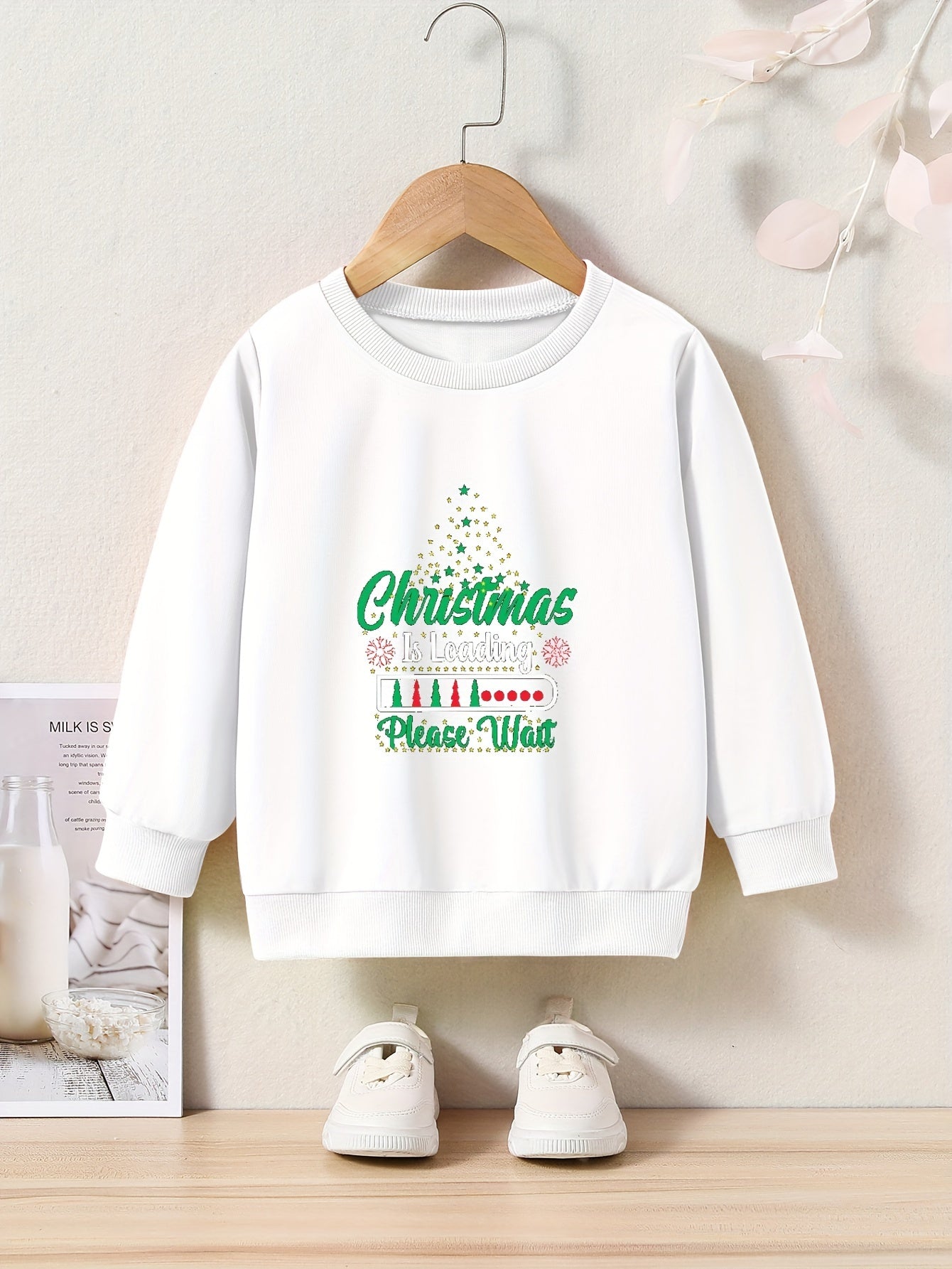 OERYUI Girls Christmas Sweatshirt Christmas Is Loading Wait Print Pullover