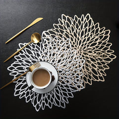 Round Placemat Hollow Coasters Lace Bronzing Marble Table Mat Large Coaster