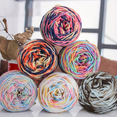 Rainbow Dyed Thick Wool Ball for Crocheting - 30% Wool 70% Acrylic