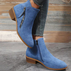 Women's Pointed Toe Ankle Boots Side Zip Booties Comfortable & Casual Shoes