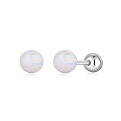 925 Silver Ball Stud Earrings for Kids Safe Round Zirconia Decor