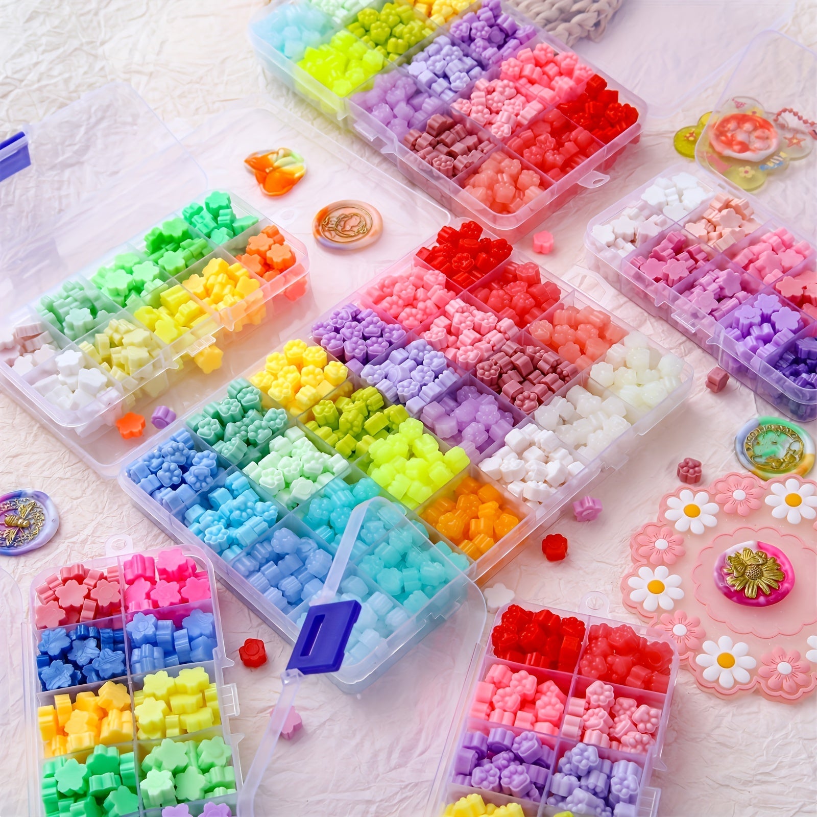 24 Grid Wax Bead Set in Petal Shape Box for Sealing Wax DIY