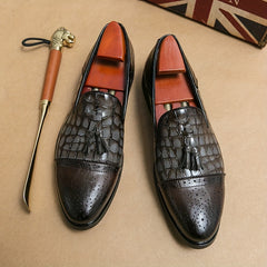 Men's Brogue Tassel Loafer Shoes Slip On Non-slip Casual Shoes