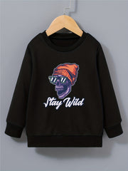 Kid's Halloween Style Beanie Skull Pattern Sweatshirt STAY WILD Print