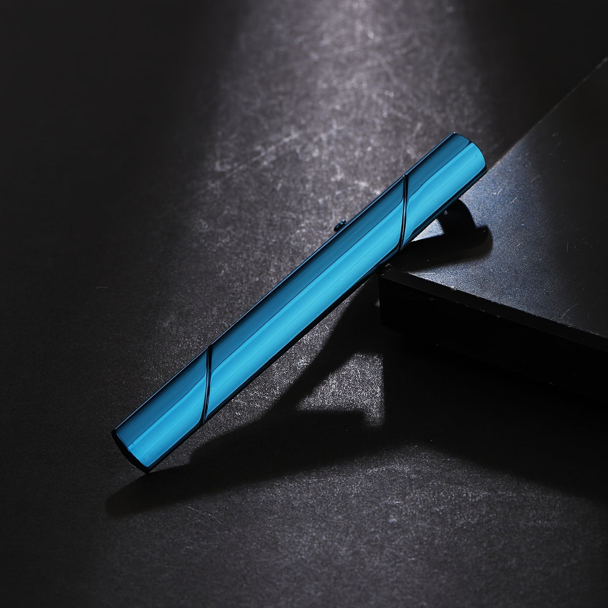 Men's Glossy Two Cut Line French Tie Clip Royal