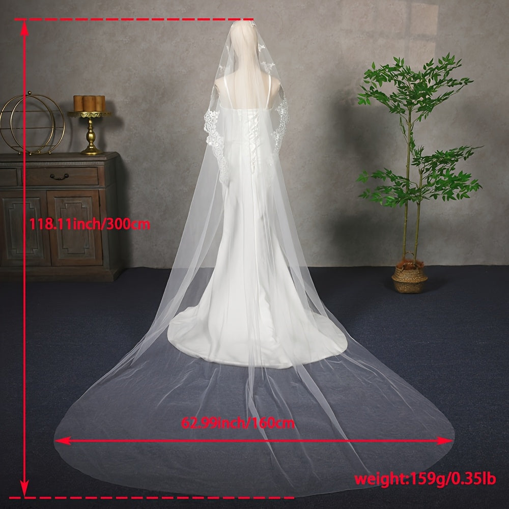 Vintage Inspired Bridal Veil Headpiece Lace Trim Wedding Accessory