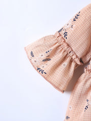 Girls Floral Print Peplum Blouse Flared Sleeve Holiday Outfit